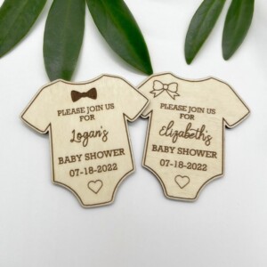 Baby Shower Invitation Personalized Wood Magnet Baby Shower Magnet Invitation