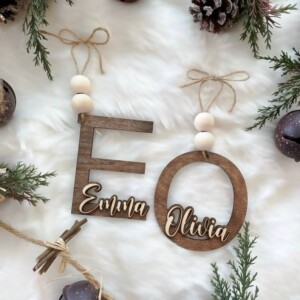Personalized Name Wood Letter Christmas Ornament Laser Cut Christmas Decor Custom Name Ornament Bead Tags
