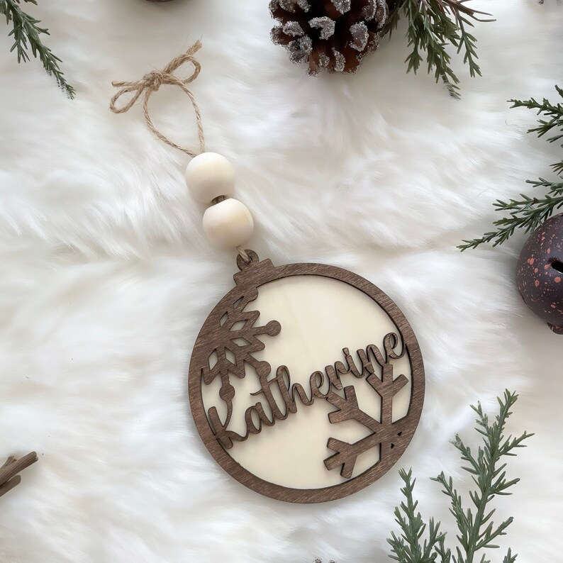 Christmas Ornament Personalized Name Tree Decor Snowflake Ornament Custom Laser Cut Bead - Image 5