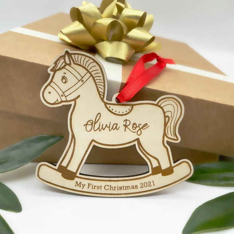 Baby's First Christmas Ornament Rocking Horse Baby Ornament Personalized Baby's First Christmas Custom Ornament 1st Christmas - Image 3