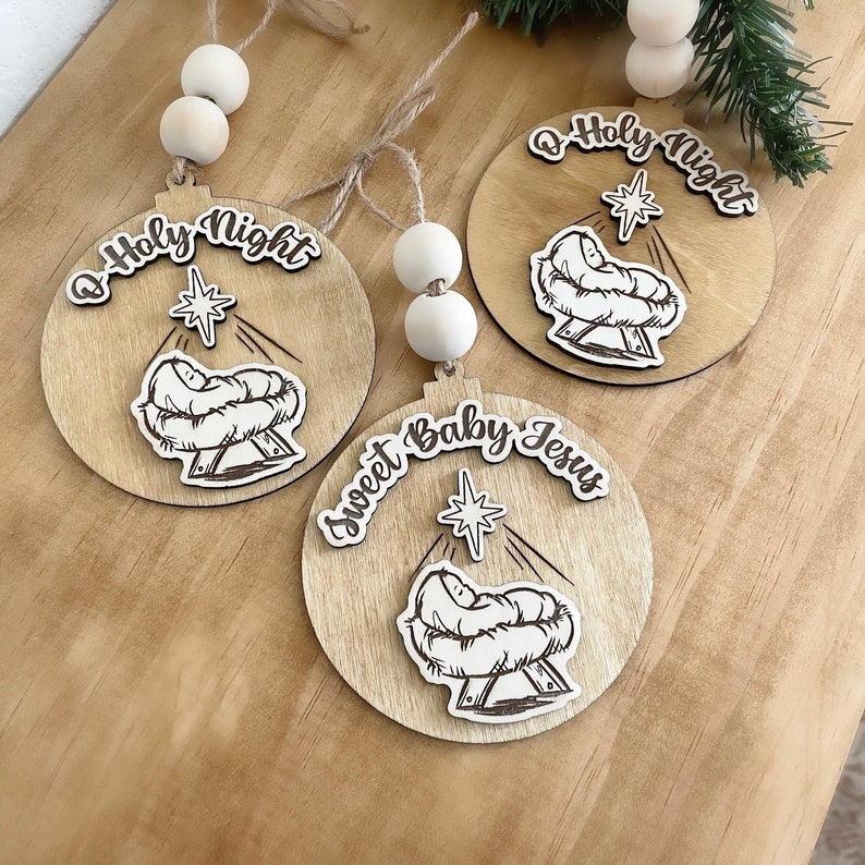 Baby Jesus in a Manger Christmas Ornament Nativity The reason For The Season Ornament - Image 4