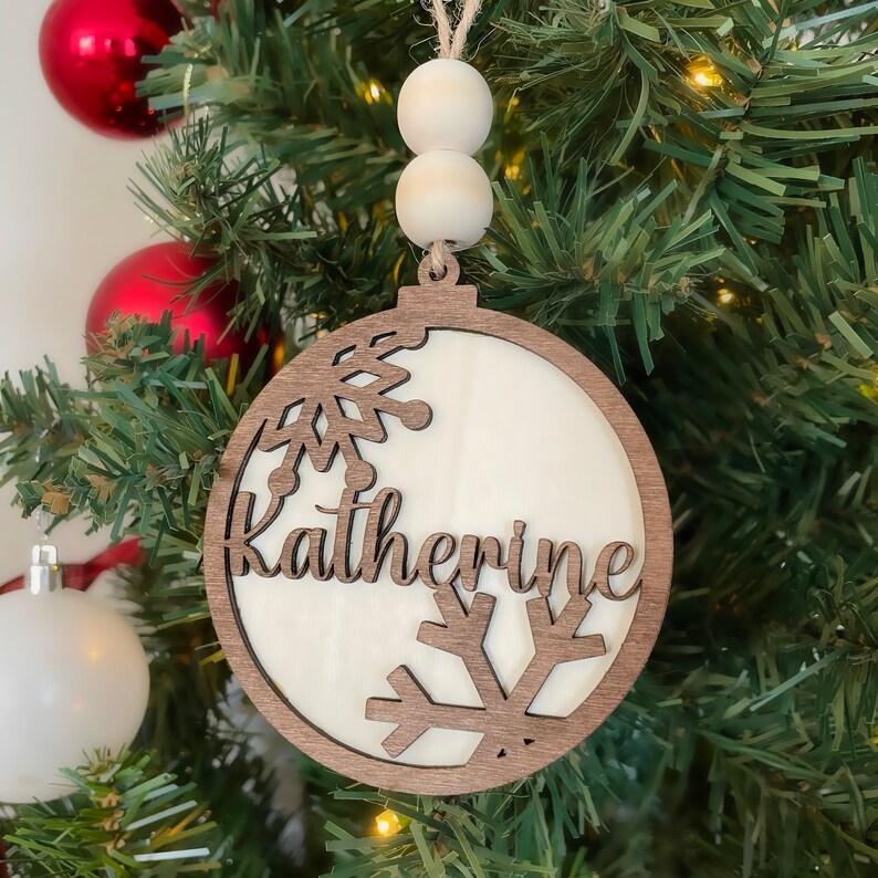 Christmas Ornament Personalized Name Tree Decor Snowflake Ornament Custom Laser Cut Bead - Image 6