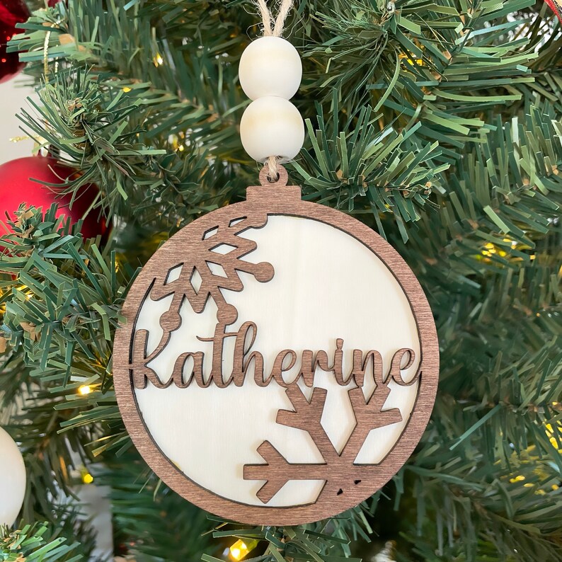 Christmas Ornament Personalized Name Tree Decor Snowflake Ornament Custom Laser Cut Bead - Image 7