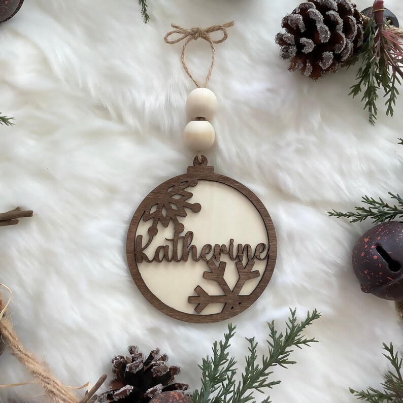 Christmas Ornament Personalized Name Tree Decor Snowflake Ornament Custom Laser Cut Bead - Image 8