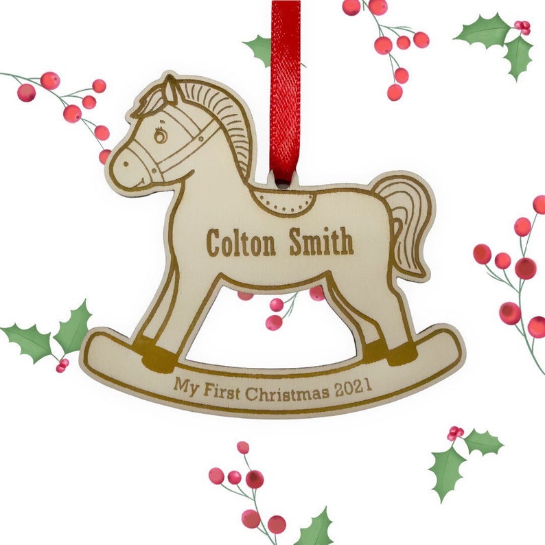 Baby's First Christmas Ornament Rocking Horse Baby Ornament Personalized Baby's First Christmas Custom Ornament 1st Christmas - Image 5