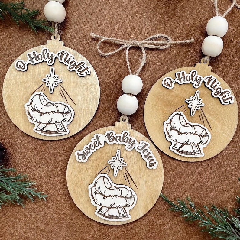 Baby Jesus in a Manger Christmas Ornament Nativity The reason For The Season Ornament - Image 6