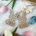 Personalized Easter Bunny Name Tag Rattan Basket Tag Laser Cut Easter Decor Custom Name Bead Tags