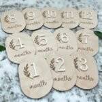 Baby Milestone Personalized Wood Disc Acrylic Custom Milestone Marker Monthly Photo Props Monthly Milestone Baby Sign Disc Layered Baby Tags