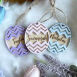 Easter Egg Name Tag, Personalized Easter Bunny Acrylic Tag, Wood Easter Basket Tag, Easter Decor Tag, Acrylic Custom Layered Name Tag