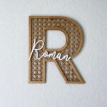 Rattan Nursery Name Wall Sign Personalized Wood Name Sign Decor Nursery Name Plaque Custom Wooden Name Sign Family Name Wall Decoration