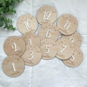 Baby Milestones Galaxy Hanging Space Toys Wooden Moon Stars Milestones Markers Layered Acrylic Milestone Newborn Gift