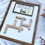Personalized Scrabble Father's Day Gift Sign World's Greatest Dad Award Sign Plaque Custom Wooden Father Gift Sign Number 1 Dad Of The Year