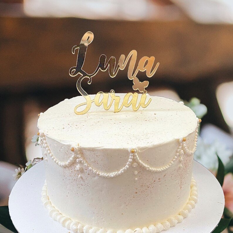Cake Topper Personalized Name Birthday Cake Decoration Acrylic Gold Cake Topper Wooden Name Cake Topper Custom Text Cake Topper Cake Decor - Image 3