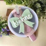 Stanley Cup Accessory, Coquette Bow Name Plate, Custom Name Plate, Girly Bow Stanley Topper, Cute Name Plate, Stanley 30 oz 40oz Bow Topper