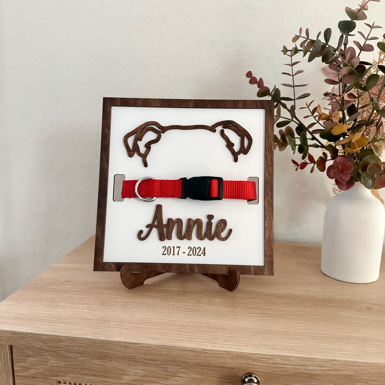 Custom Pet Collar Memorial Frame, Pet Sympathy Gift, Pet Loss Memorial Sign, Dog Collar Keepsake, Memorial Pet Collar Sign Display, Pet Gift - Image 3