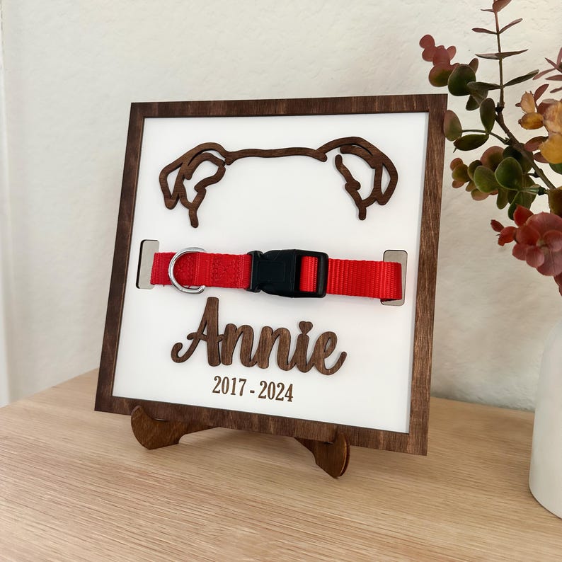 Custom Pet Collar Memorial Frame, Pet Sympathy Gift, Pet Loss Memorial Sign, Dog Collar Keepsake, Memorial Pet Collar Sign Display, Pet Gift - Image 4