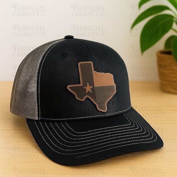 Custom Texas Patch Hat, Personalized Engraved Leather Patch Hat, Richardson 112 Trucker Hat, Texas State Hat, Gift for Him, Dad, Texas Gift - Image 2