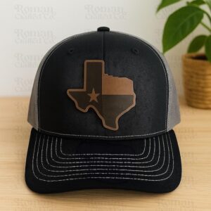 Custom Texas Patch Hat, Personalized Engraved Leather Patch Hat, Richardson 112 Trucker Hat, Texas State Hat, Gift for Him, Dad, Texas Gift