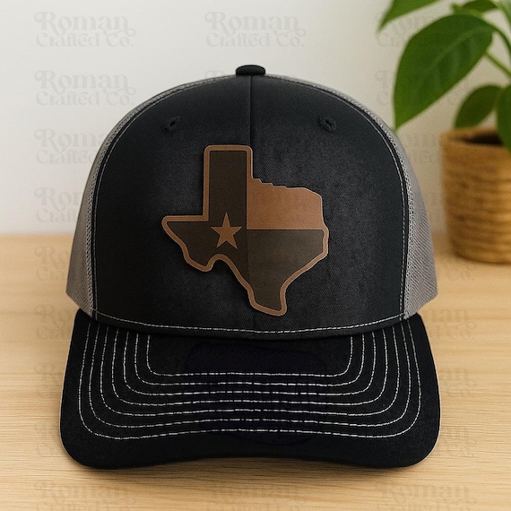 Custom Texas Patch Hat, Personalized Engraved Leather Patch Hat, Richardson 112 Trucker Hat, Texas State Hat, Gift for Him, Dad, Texas Gift