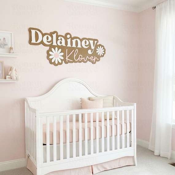 Personalized Daisy Name Sign, Custom Wooden Nursery Wall Decor, Floral Baby Name Sign, Girls Room, Flower Nursery Name Sign, Boho Daisy Sign - Image 3