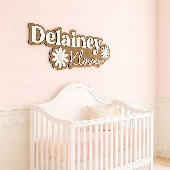 Personalized Daisy Name Sign, Custom Wooden Nursery Wall Decor, Floral Baby Name Sign, Girls Room, Flower Nursery Name Sign, Boho Daisy Sign - Image 8